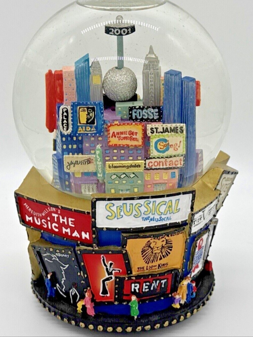 Bloomingdales 2001 Musical Snow Globe Broadway Cares Times Square Twin Towers